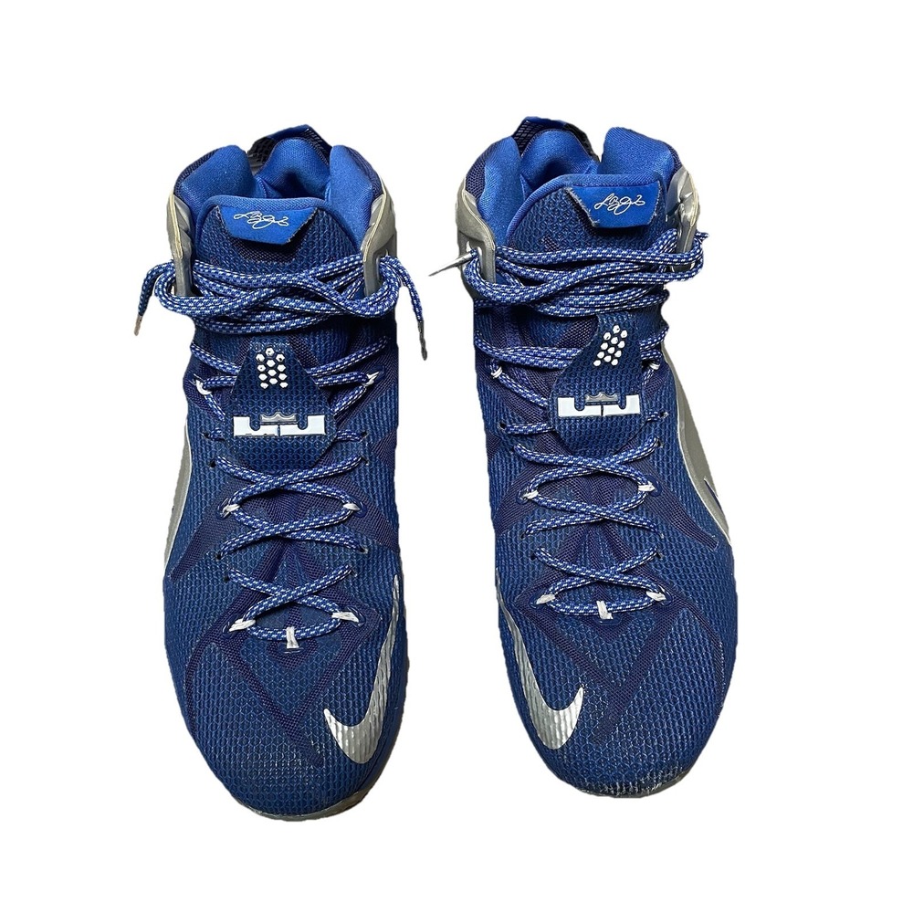 Nike LeBron 12 What If Blue Silver Size 13 Men's Basketball Shoes 684593-410